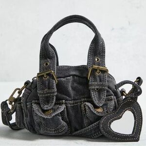 BDG Rubi Denim Mini Crossbody Bag with Heart Detail